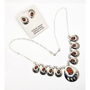 Native American Sterling Red Coral Set